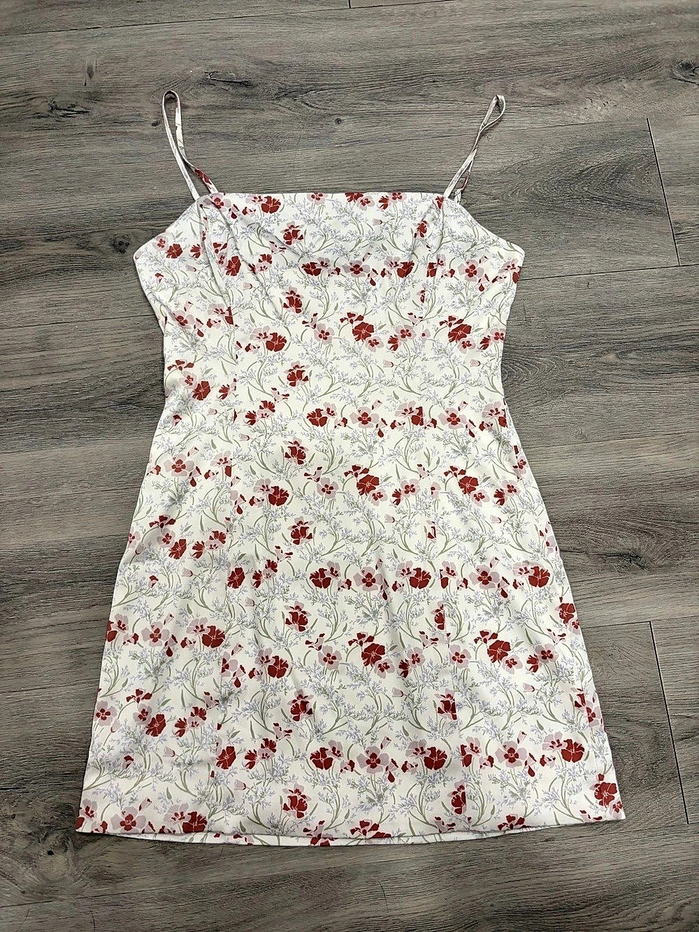 Sunday Best Floral Mini Dress White & Red Like New